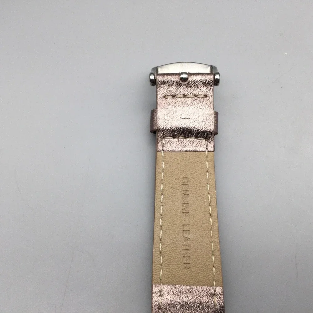 Nolan Miller Womens Watch 30mm Rose Dial Crystal Bezel Brown Leather New Battery